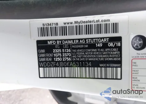 2019 Mercedes-Benz E 300 from USA, damaged, VIN WDDZF4JB0KA531134